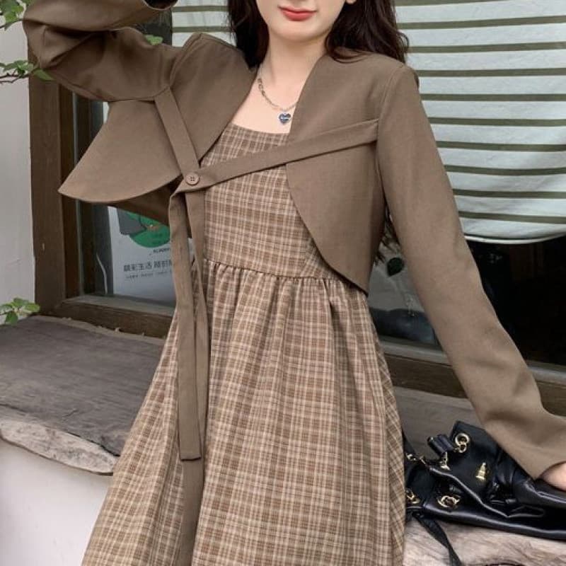 大人かわいい服 ふんわり揺れる チェック柄ティアードワンピース