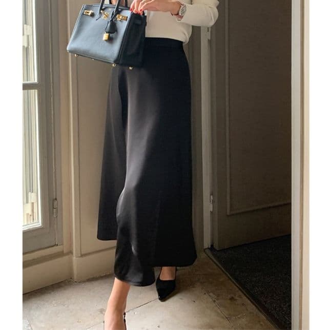 大人かわいい服 デザインレイヤード風ロングスカート