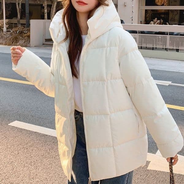 大人かわいい服 ボリューム襟ふんわり中綿入りショートコート
