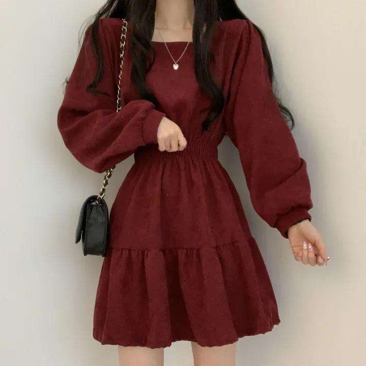 大人かわいい服 ボリュームスリーブのギャザーティアードワンピ