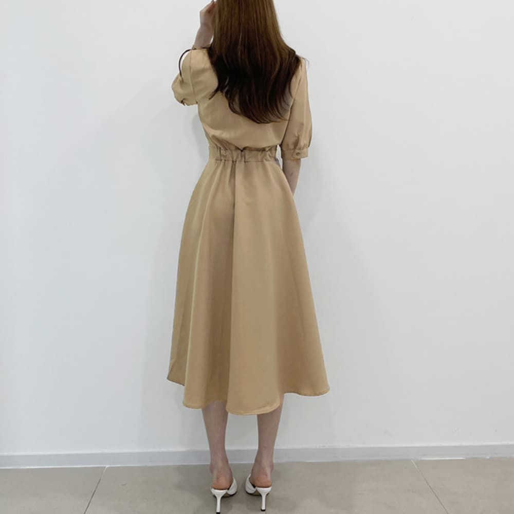 大人かわいい服 バイカラーシャツワンピース ミモレ丈 大人スタイル