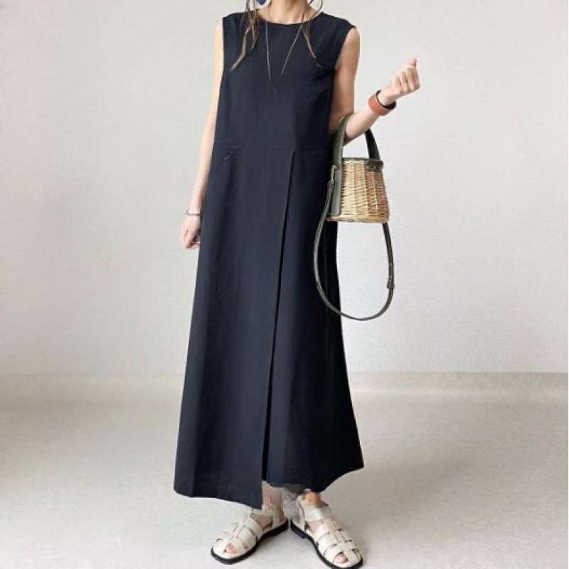 大人かわいい服 すっきりシルエット マキシワンピース