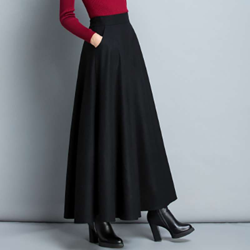 大人かわいい服 優雅シルエット フレアロングスカート