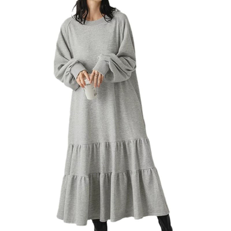 大人かわいい服 ティアードフリルスウェットワンピース