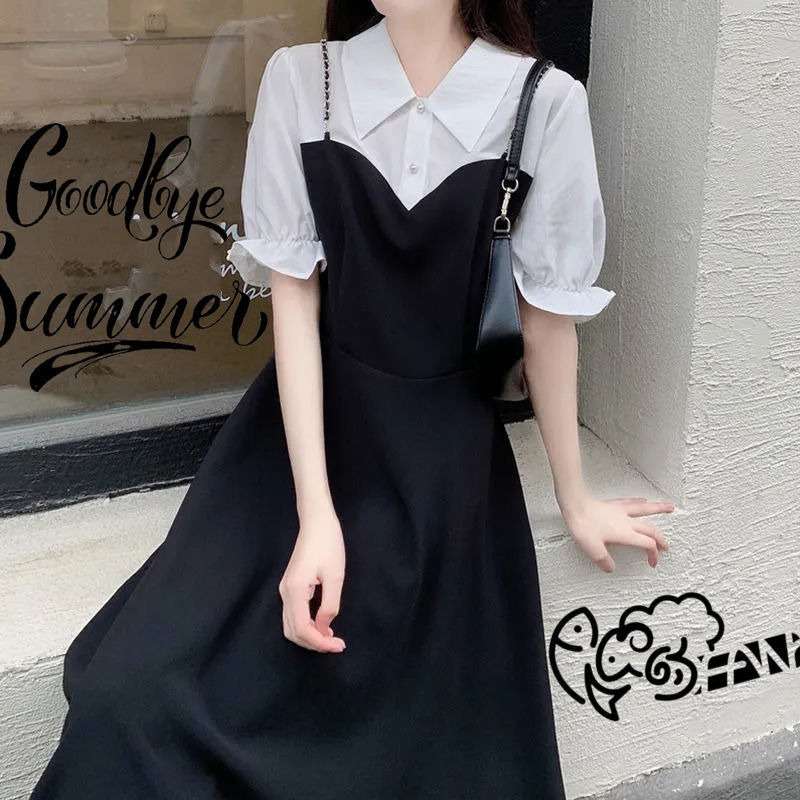 大人かわいい服 レトロモダン レイヤードシャツキャミワンピース