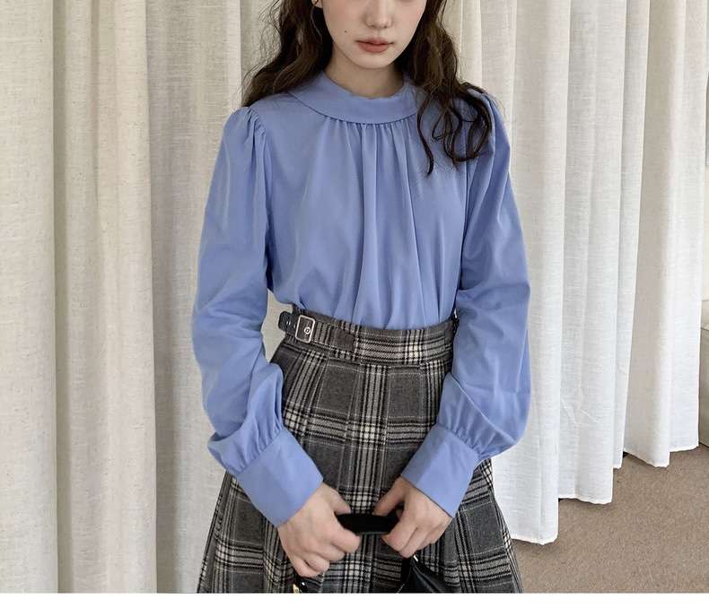 大人かわいい服 レトロビッグカラーシャツ