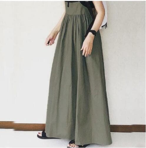 大人かわいい服 ナチュラルプリーツ キャミロングワンピース