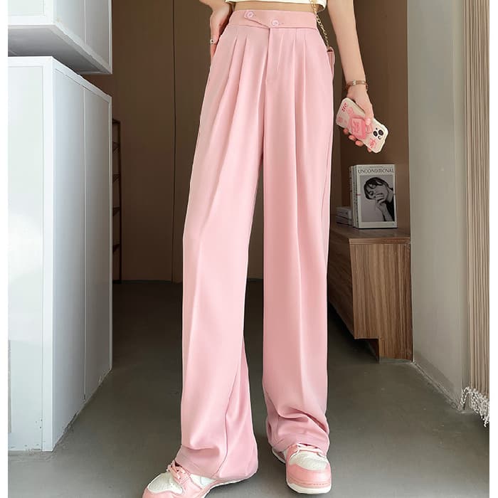 大人かわいい服 ハイウエストストレートワイドパンツ