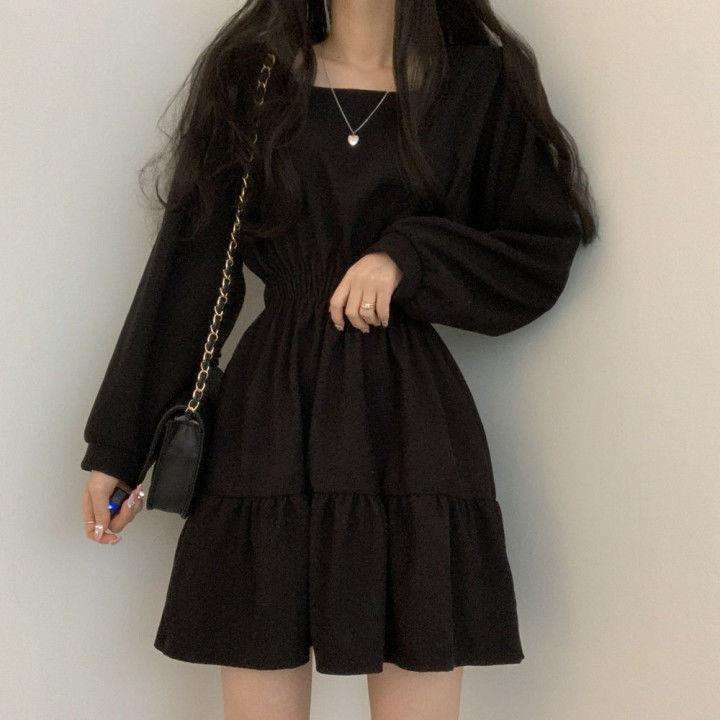 大人かわいい服 ボリュームスリーブのギャザーティアードワンピ