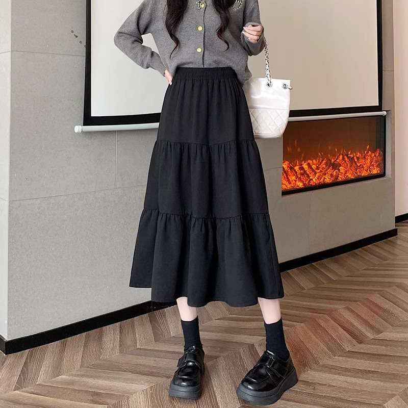 大人かわいい服 ふんわり ティアードロングスカート