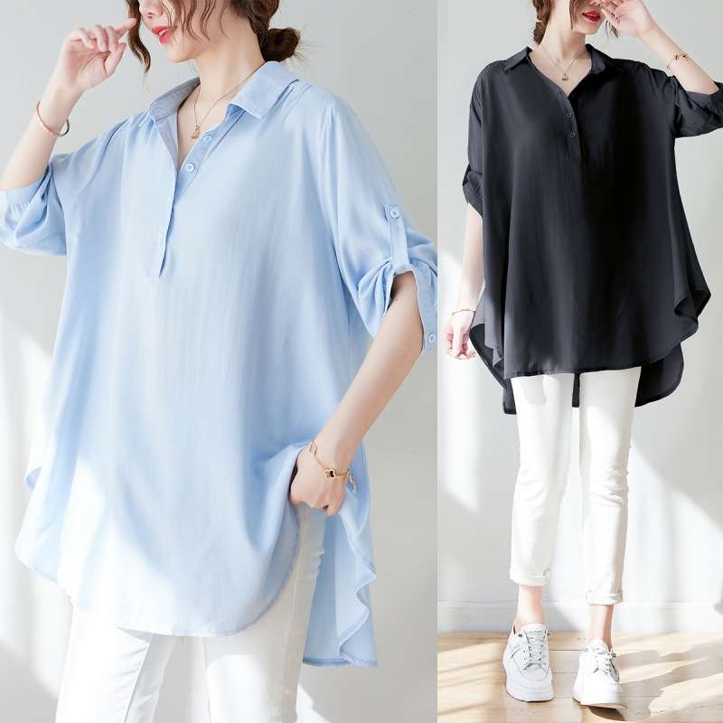 大人かわいい服 とろみ素材のシアーチュニックトップス