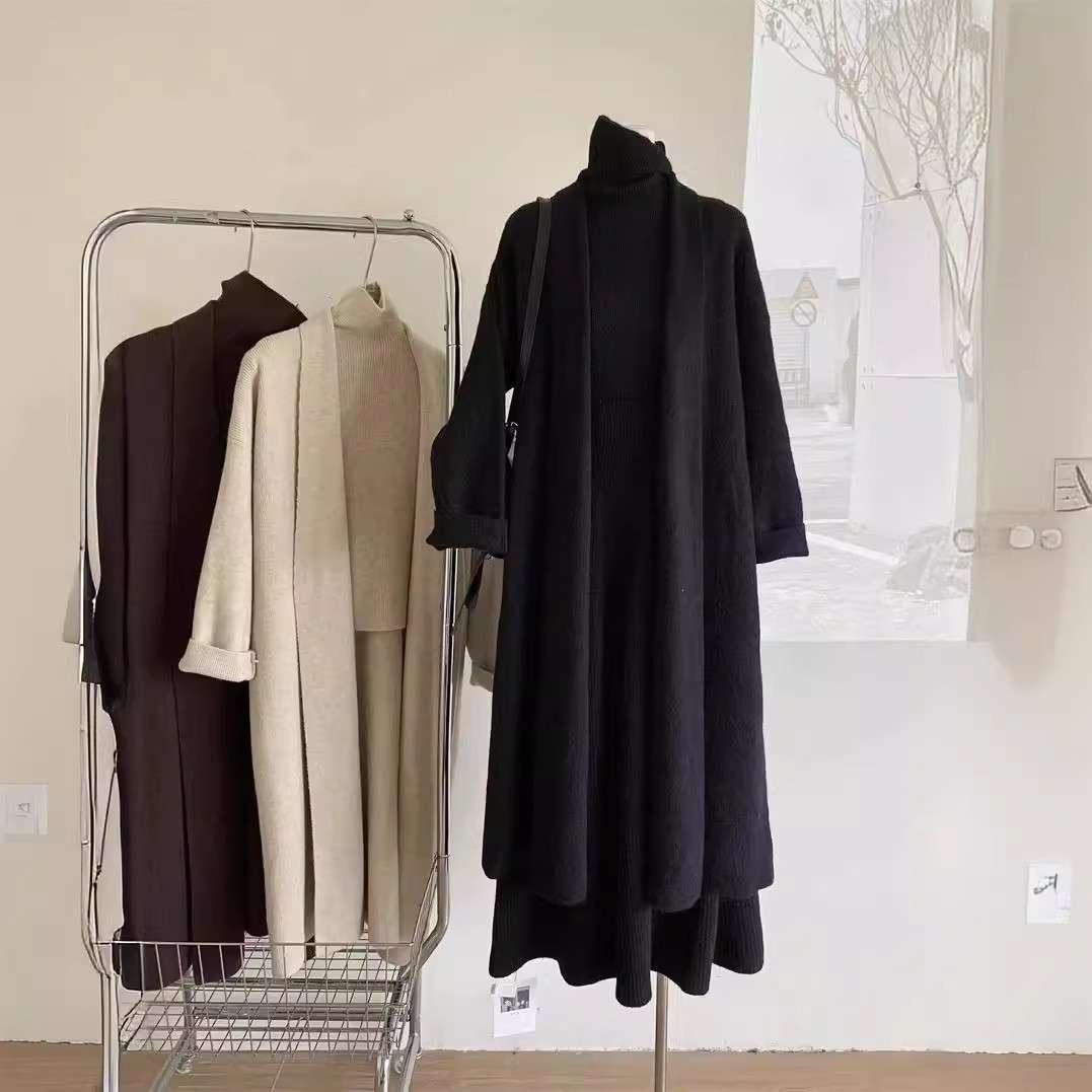 大人かわいい服 ゆったり ロングワンピース＆カーディガンセット