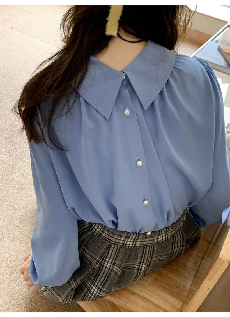 大人かわいい服 レトロビッグカラーシャツ