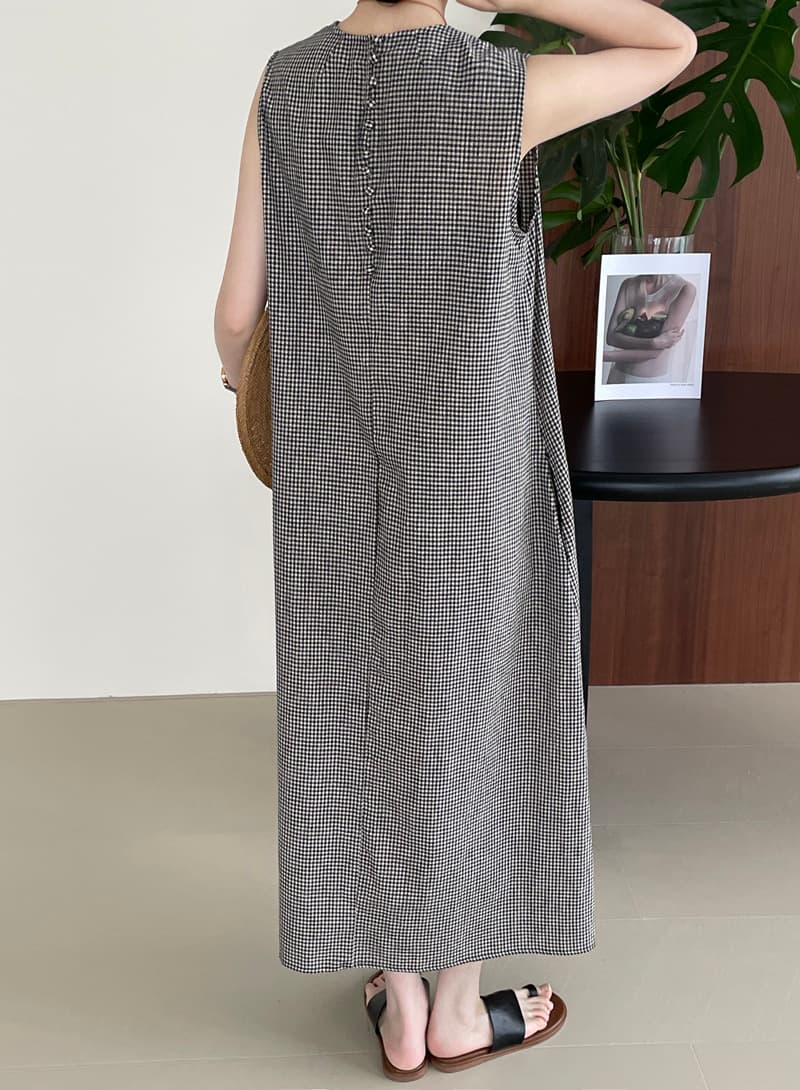大人かわいい服 ギンガムチェックロング丈サマーワンピース