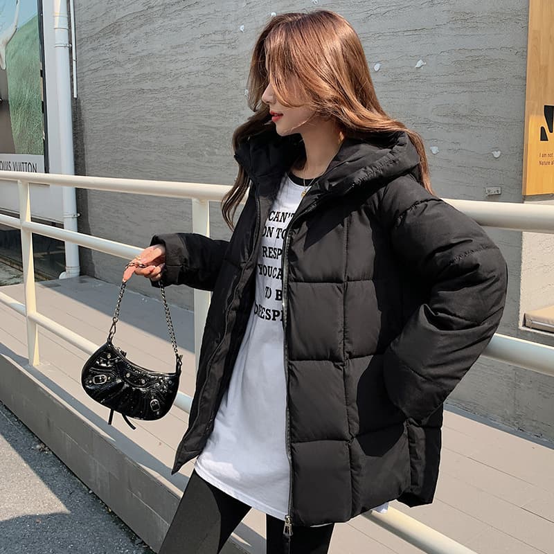 大人かわいい服 ボリューム襟ふんわり中綿入りショートコート