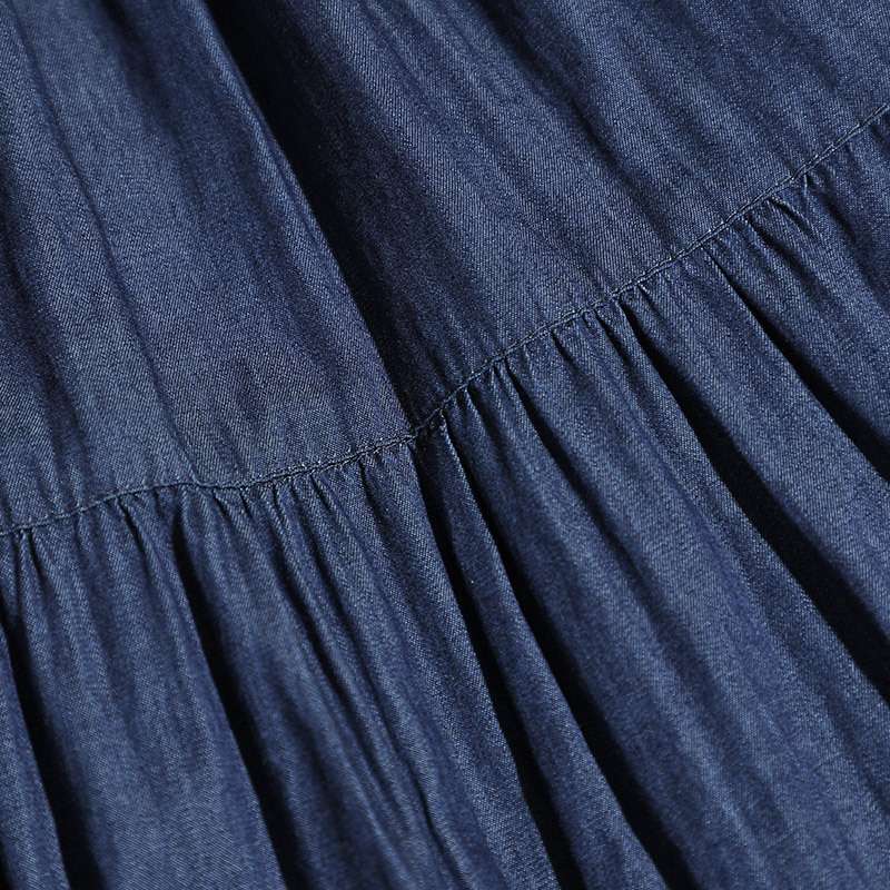 大人かわいい服 ティアードフレアデニムロングスカート