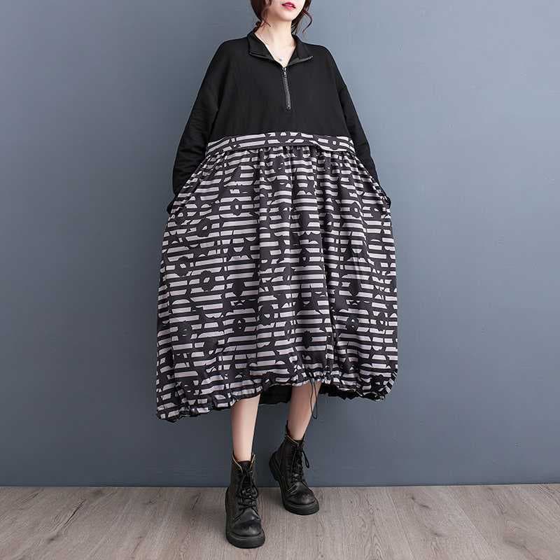 大人かわいい服 バルーンシルエットワンピース