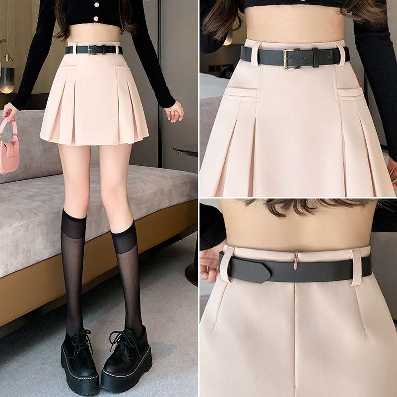 大人かわいい服 脚長見え ベーシックプリーツミニスカート
