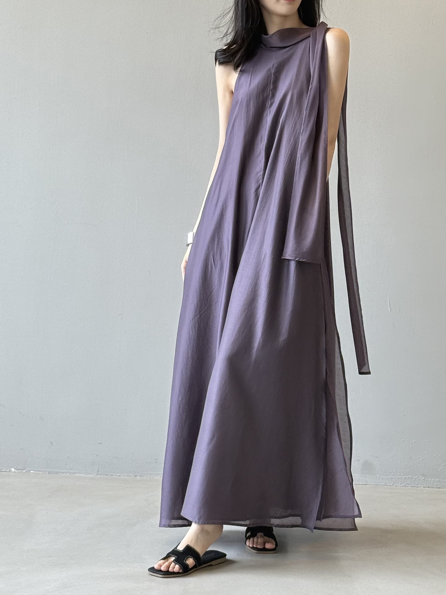大人かわいい服 風薫る優雅なリボンマキシワンピース