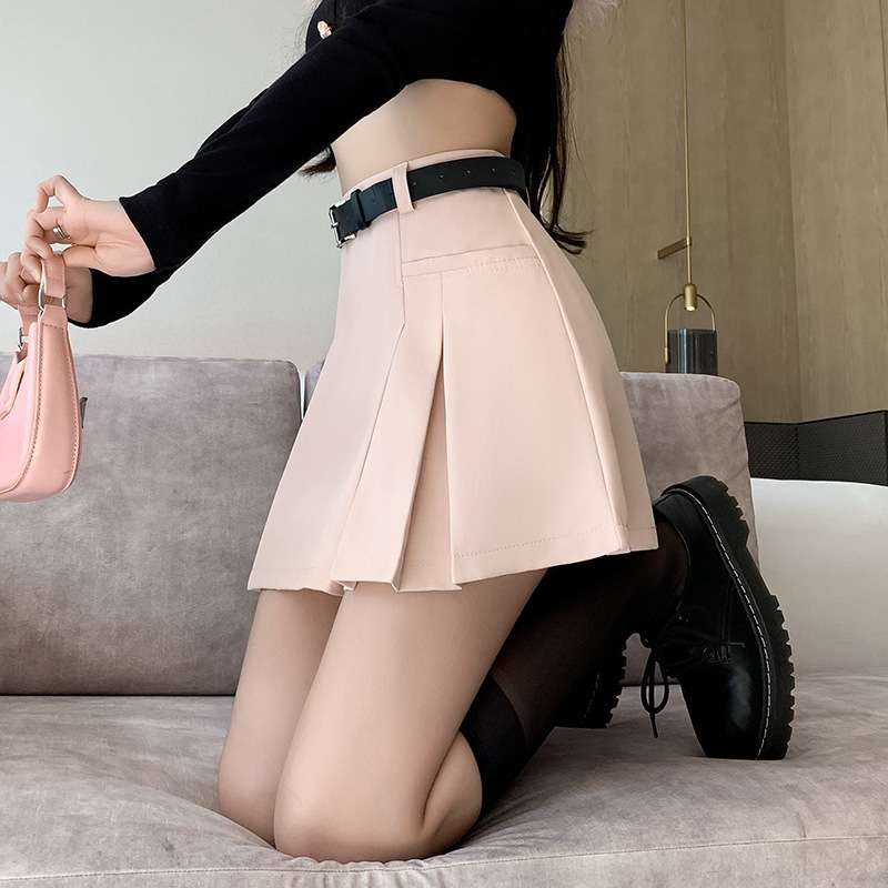 大人かわいい服 脚長見え ベーシックプリーツミニスカート