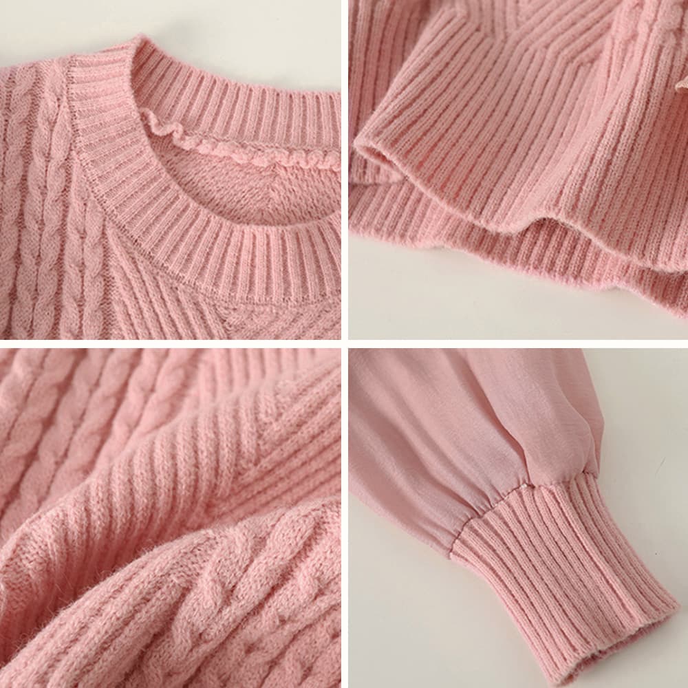 大人かわいい服 フリル袖リブニットトップス 上品フェミニン