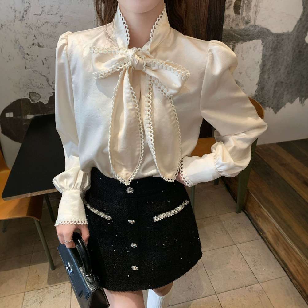 大人かわいい服 リボンタイデザイン ブラウス