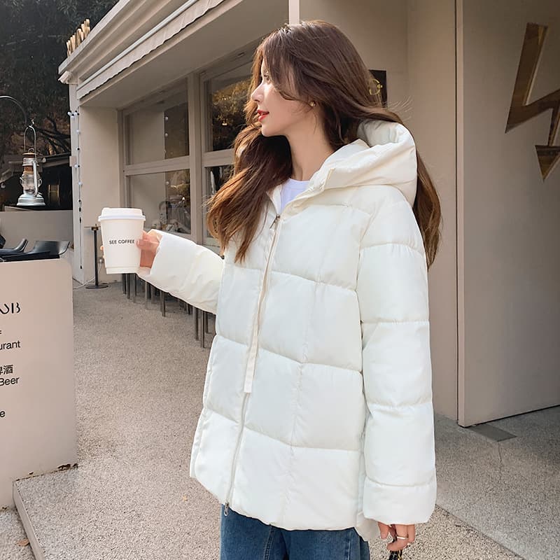 大人かわいい服 ボリューム襟ふんわり中綿入りショートコート