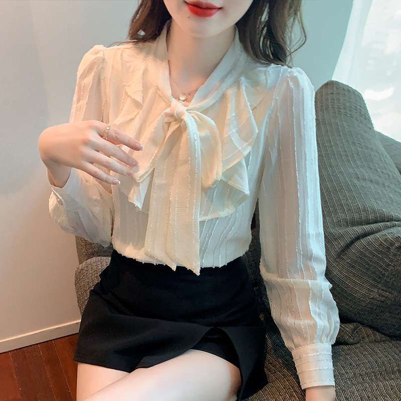 大人かわいい服 リボン×シフォン ふんわり上品ブラウス