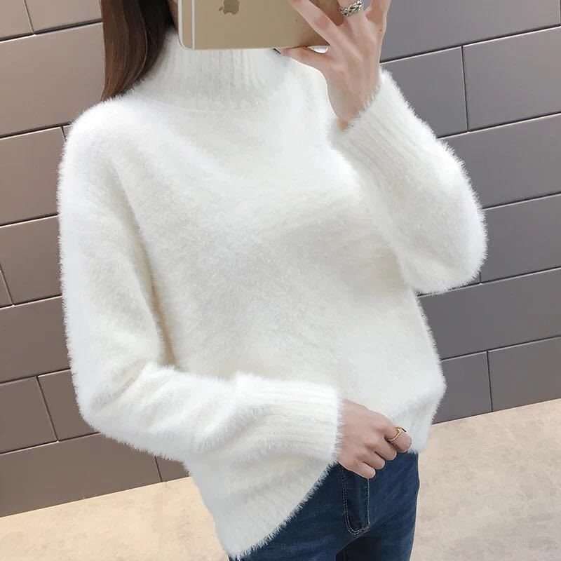 大人かわいい服 モヘアタッチ ハイネックニット