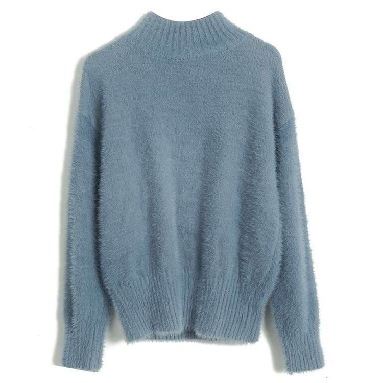 大人かわいい服 モヘアタッチ ハイネックニット