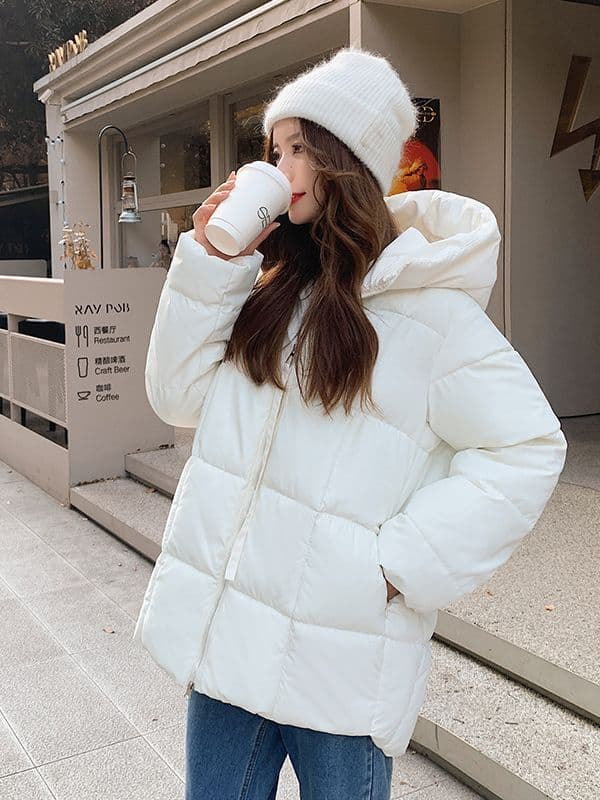 大人かわいい服 ボリューム襟ふんわり中綿入りショートコート