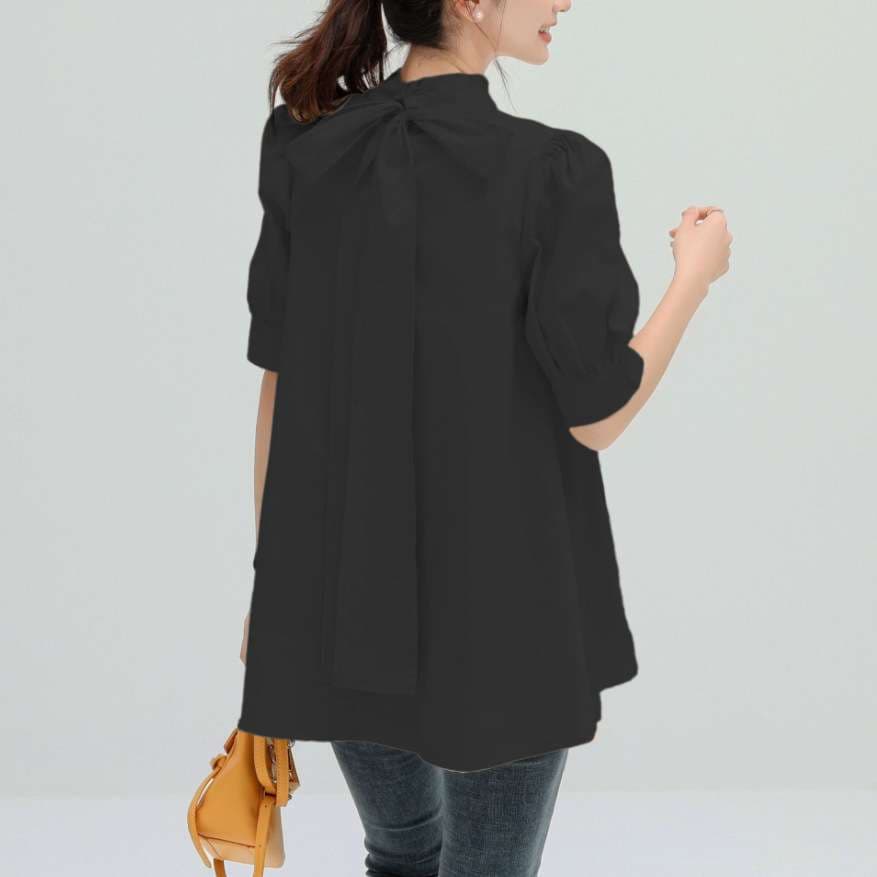 大人かわいい服 バックリボンブラウス