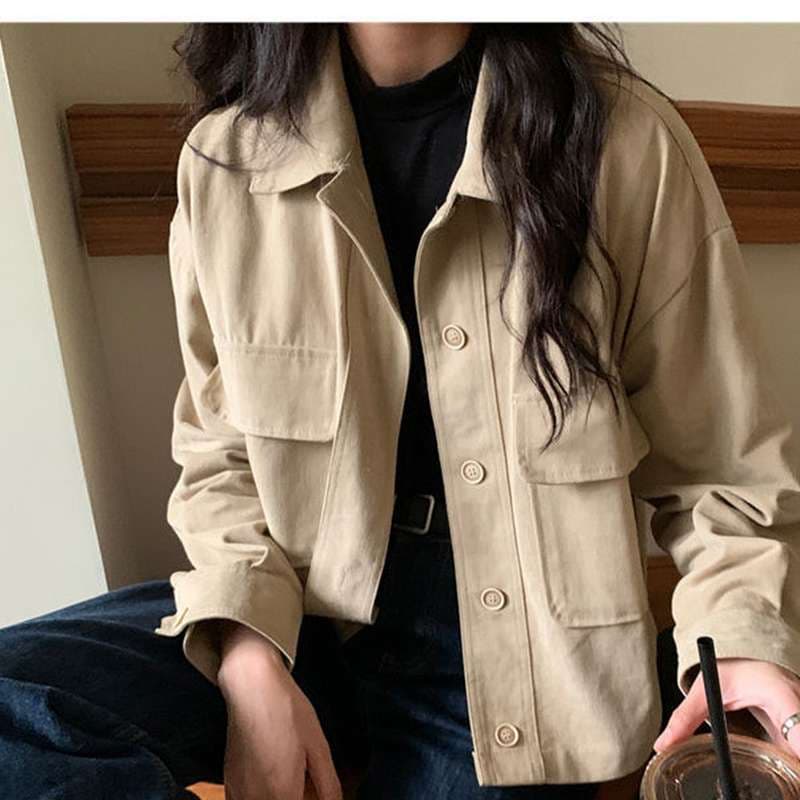 大人かわいい服 ゆったりシルエット ワークジャケット