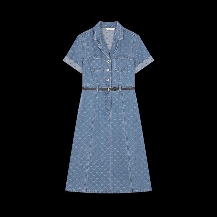 大人かわいい服 上品シルエット クラシカルデニムワンピース