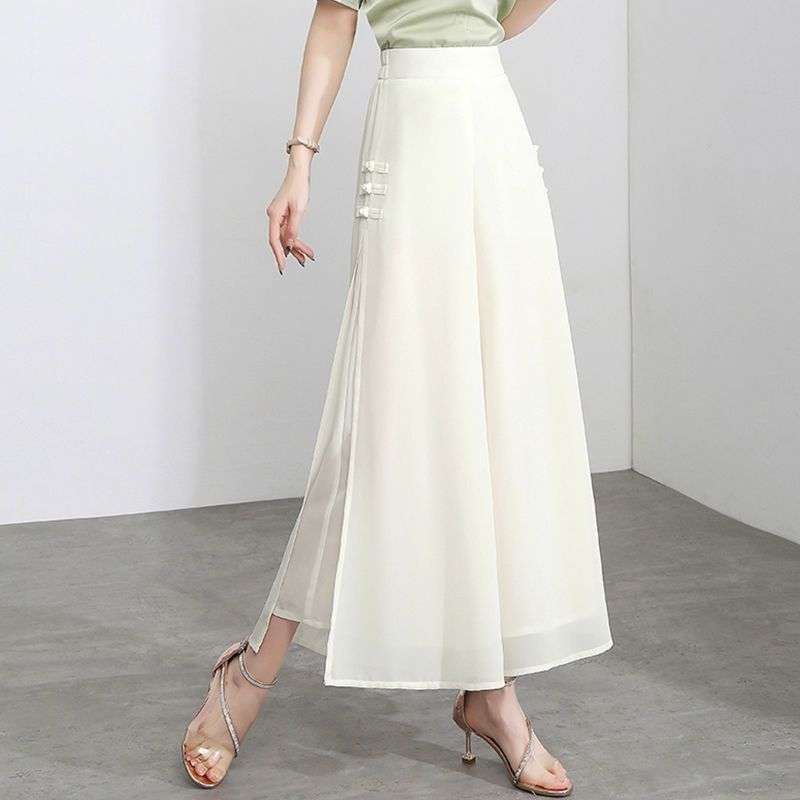 大人かわいい服 シフォンレイヤードパンツ