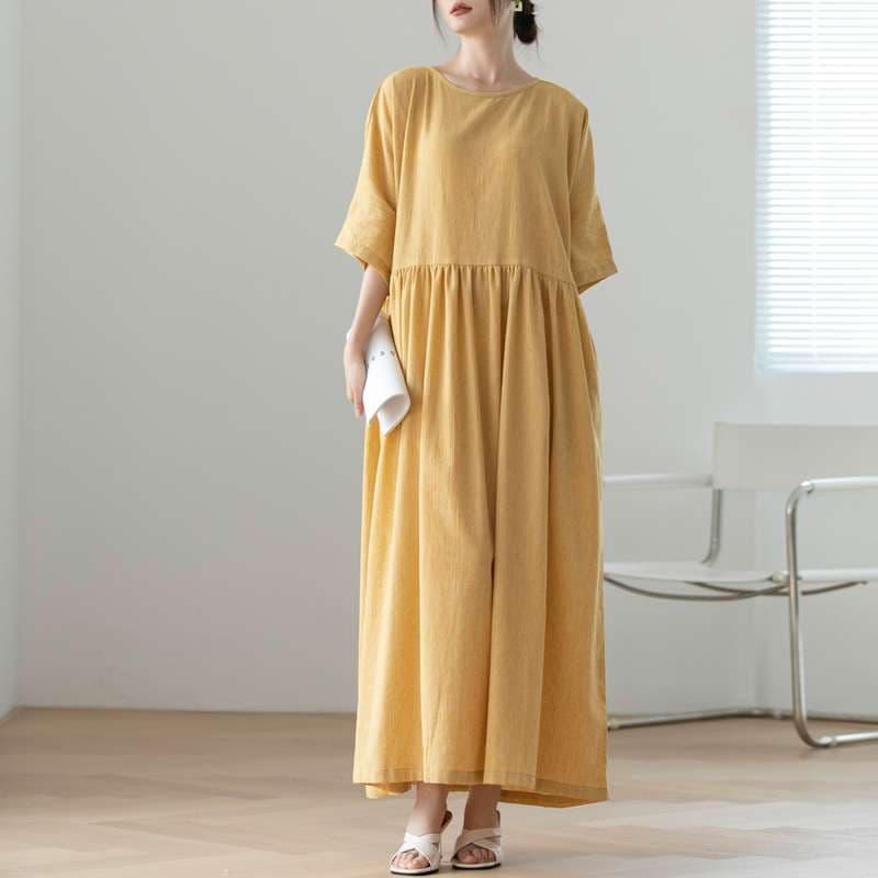 大人かわいい服 優雅に揺れる ゆったりロングワンピース