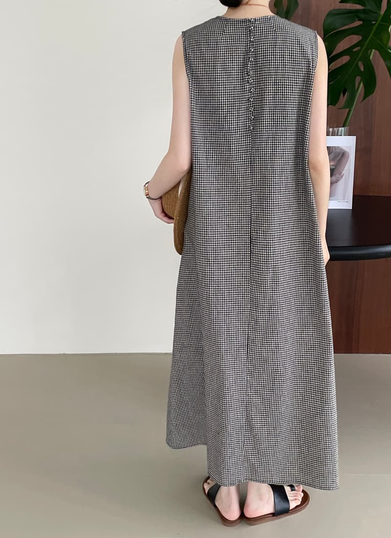 大人かわいい服 ギンガムチェックロング丈サマーワンピース