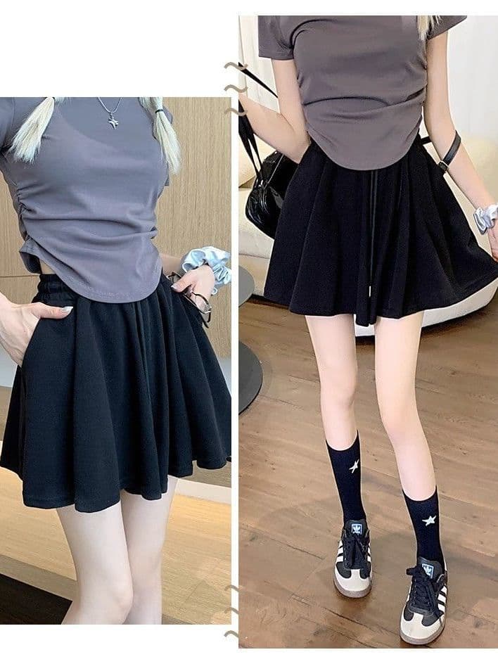 大人かわいい服 バレエ風プリーツスカート風ショートパンツ