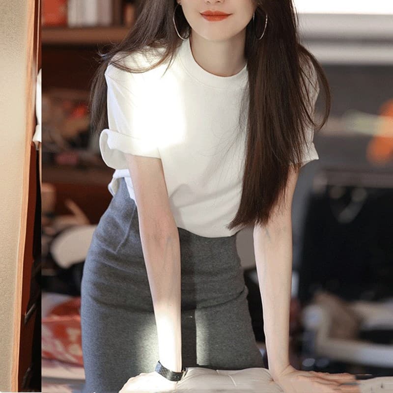 大人かわいい服 シンプル上品トップス＆スカートセット