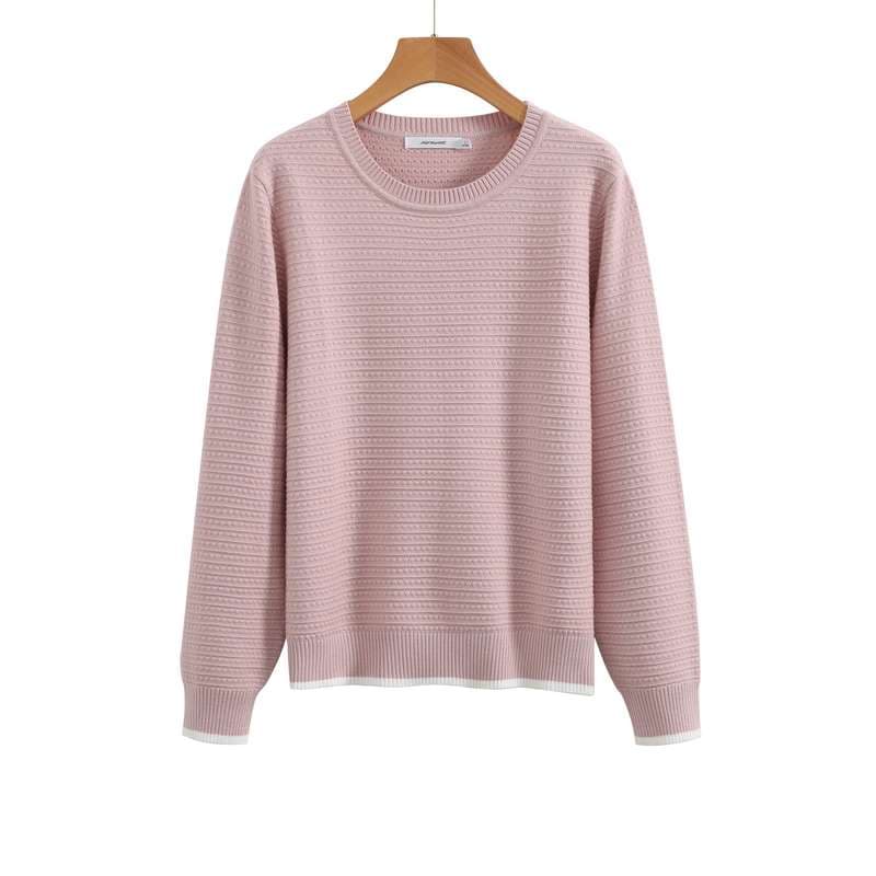 大人かわいい服 ふんわり優しげリブニットトップス