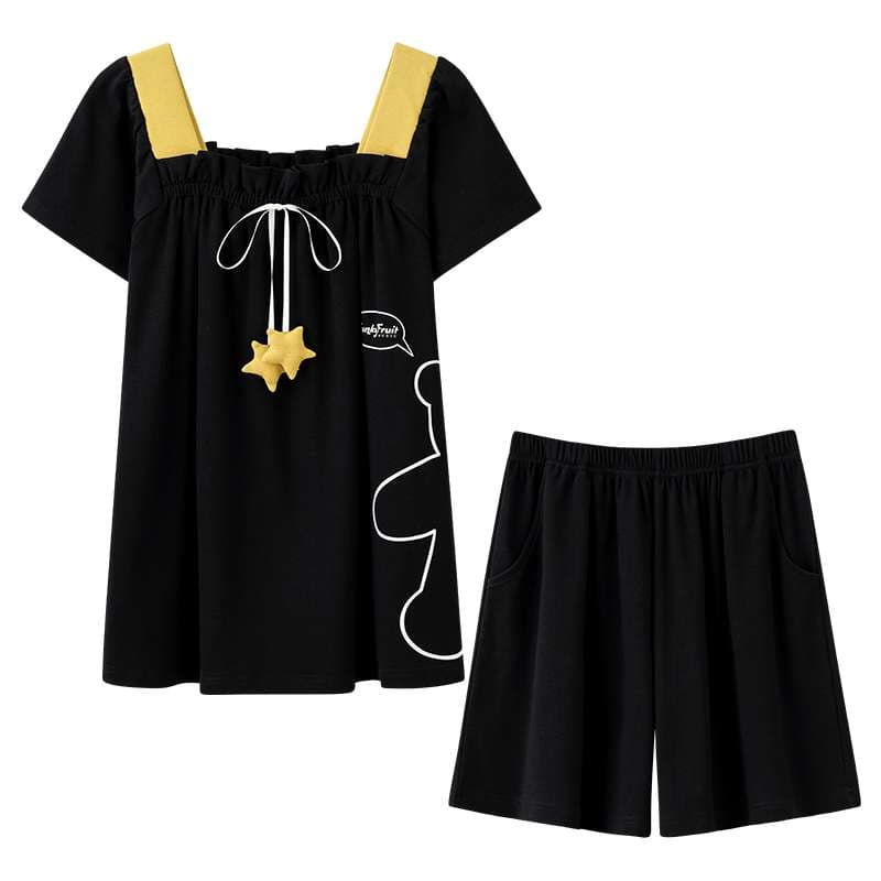 大人かわいい服 ゆるふわ 星模様のナイトウェア