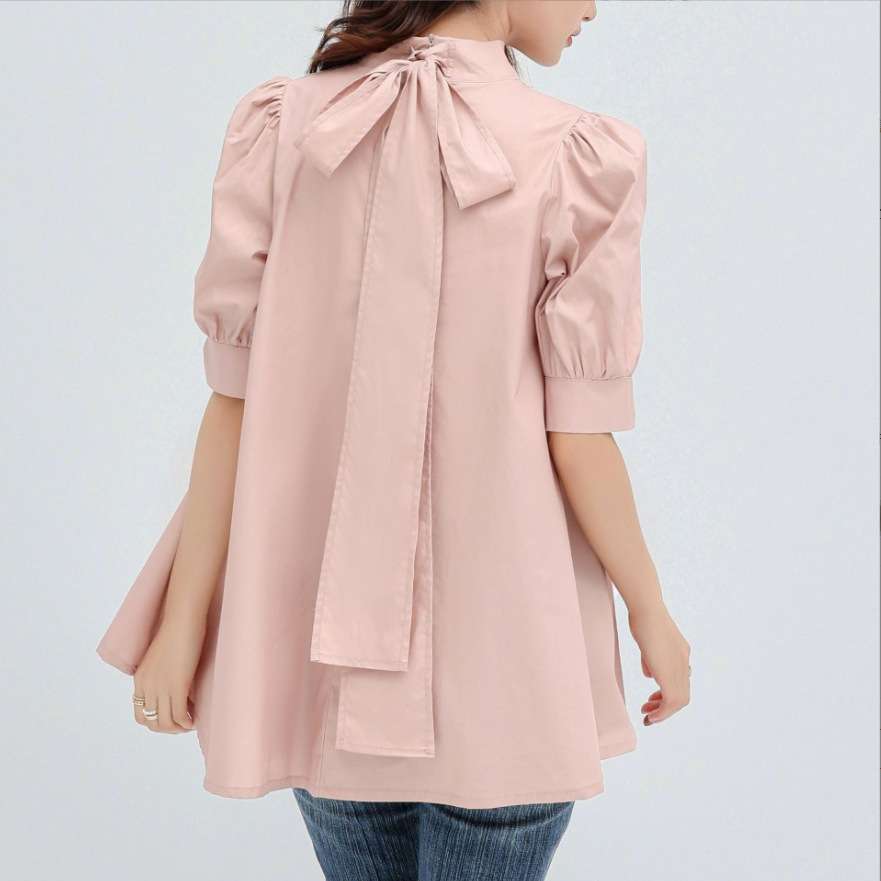 大人かわいい服 バックリボンブラウス