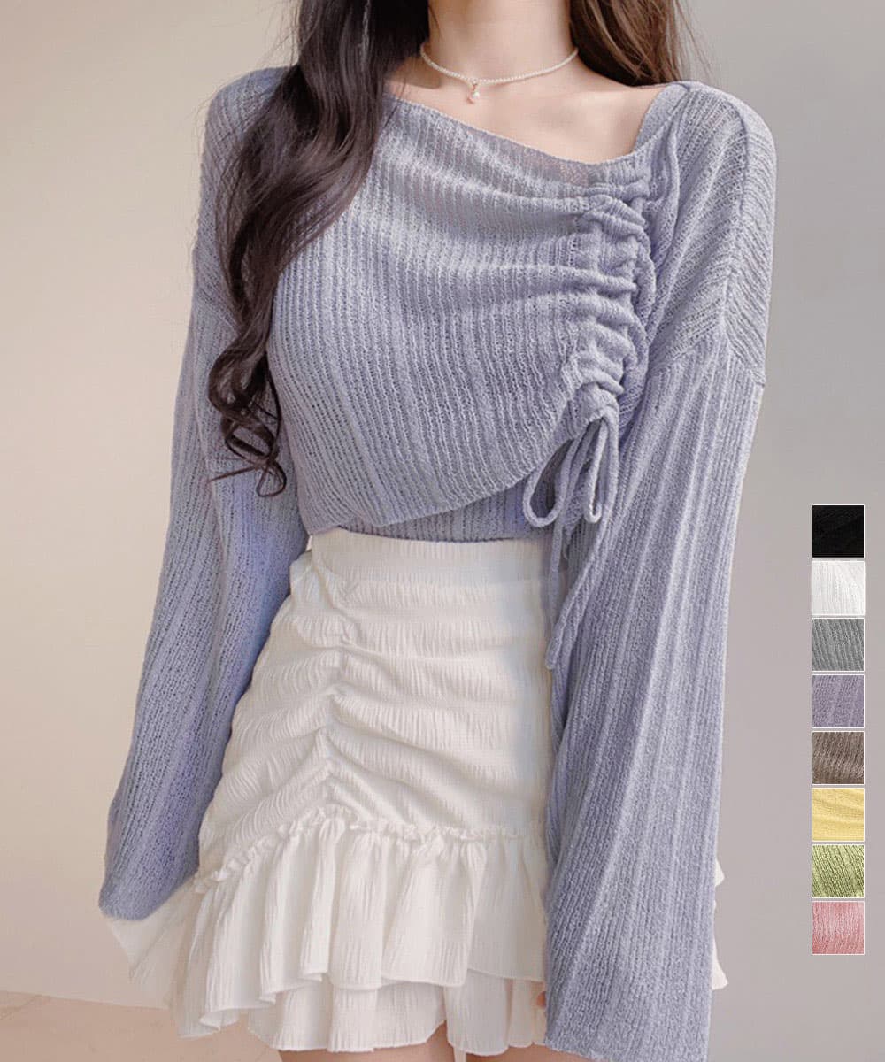 大人かわいい服 シルエット調整 リブニットトップス