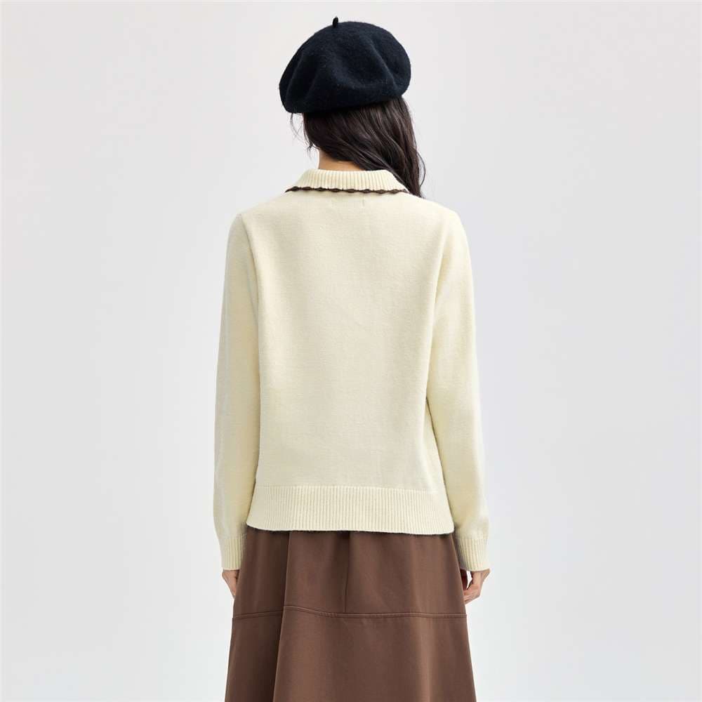 大人かわいい服 クラシック配色ラインカーディガン