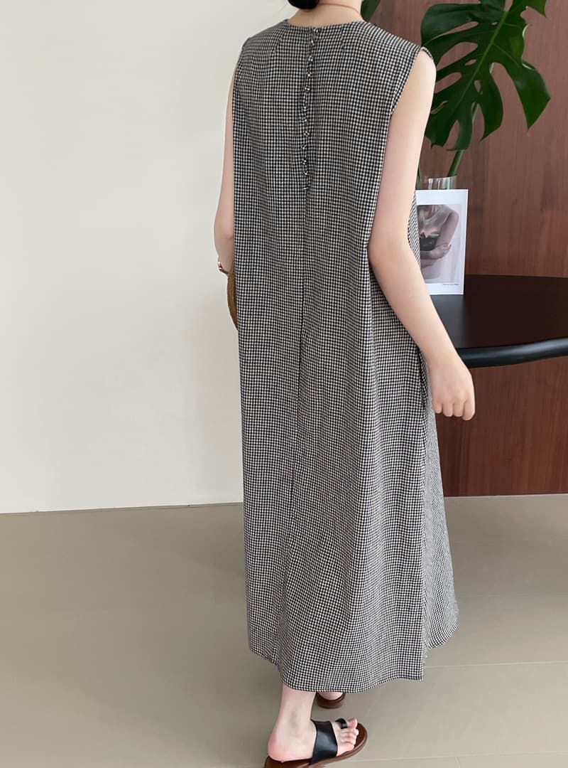 大人かわいい服 ギンガムチェックロング丈サマーワンピース
