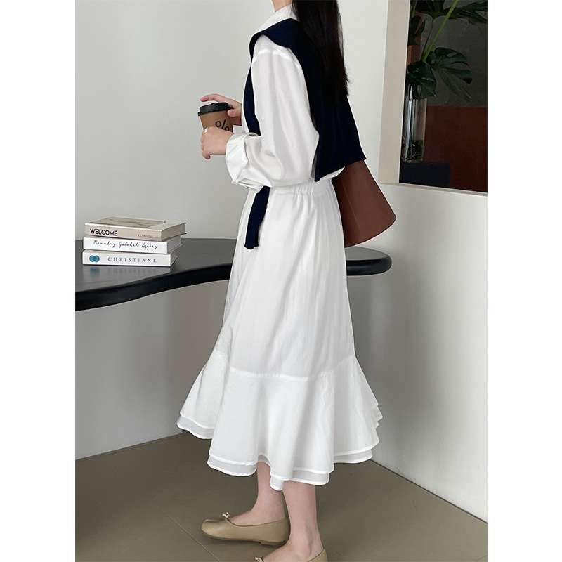 大人かわいい服 レトロガーリーシャツワンピース