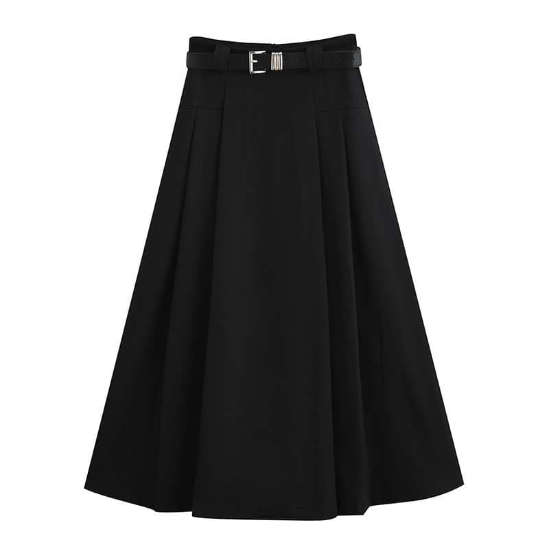 大人かわいい服 フェミニンプリーツロングスカート