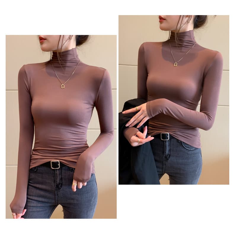 大人かわいい服 美ラインタートルトップス