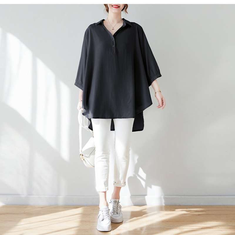 大人かわいい服 とろみ素材のシアーチュニックトップス