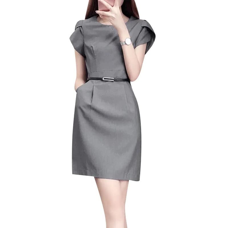 大人かわいい服 ウエストマーク シルエットワンピ